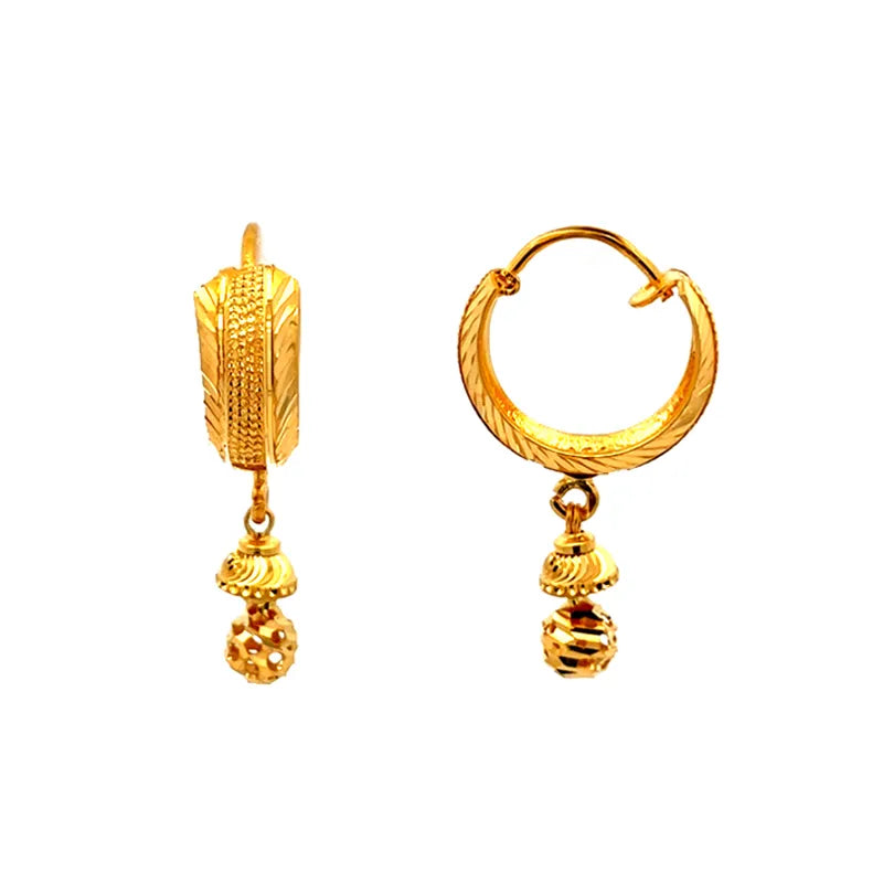 Elegant 22 Karat Yellow Gold Earrings for Everyday Wear and Special Occasions