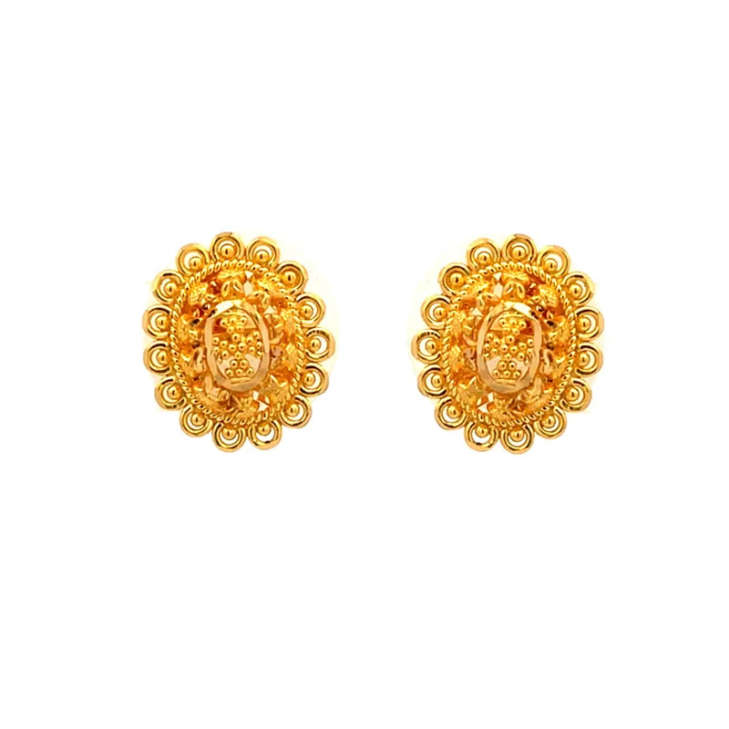 Elegant 22k Yellow Gold Oval Stud Earrings for Timeless Sophistication