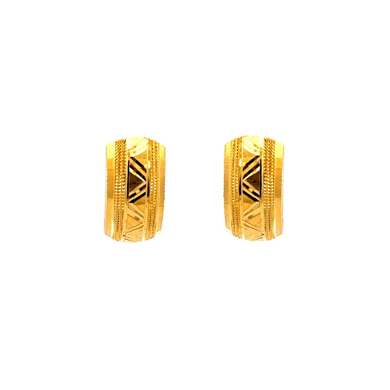 Elegant Gold Earrings with Clip back, Length 15mm