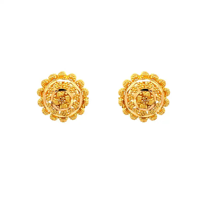 Classic Floral 22K Gold Stud Earrings