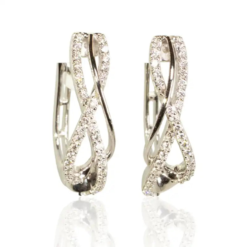 Spiral Diamond Huggies Earrings