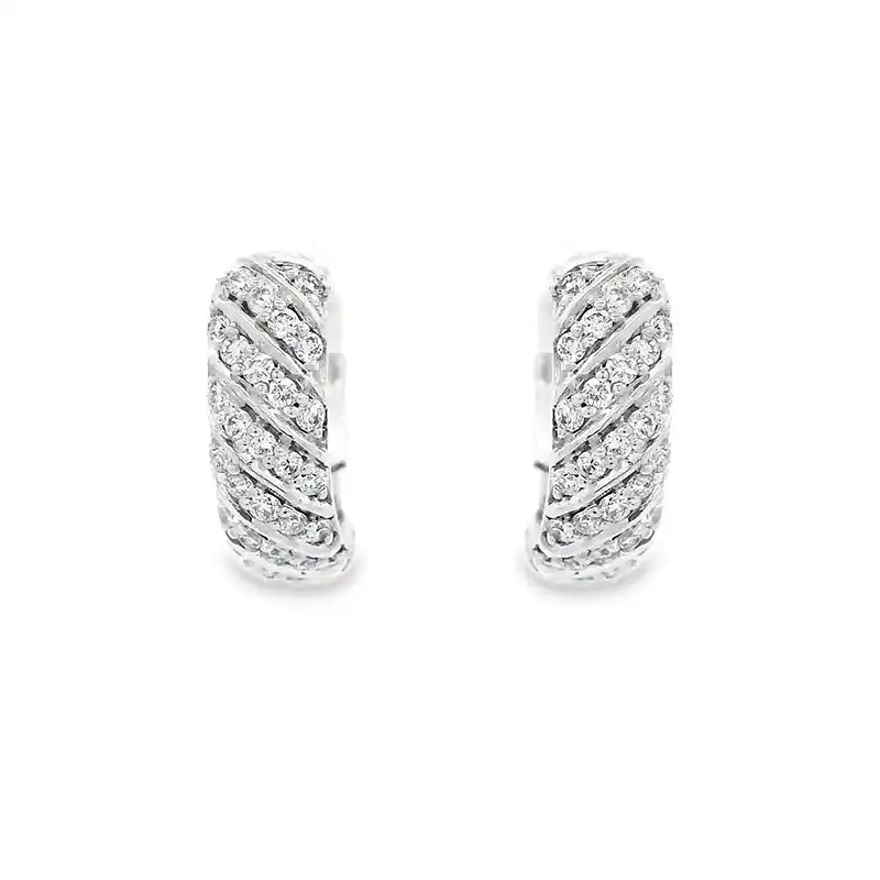 Gold Diamond Huggie Earrings - 0.50 inch