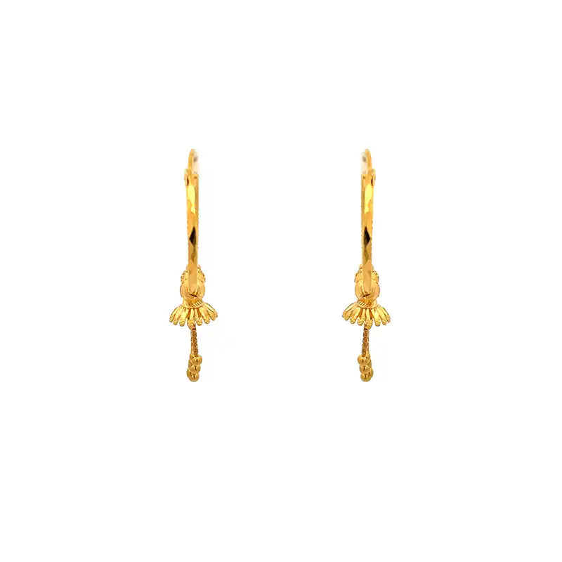 22K Gold Hoops with tassles