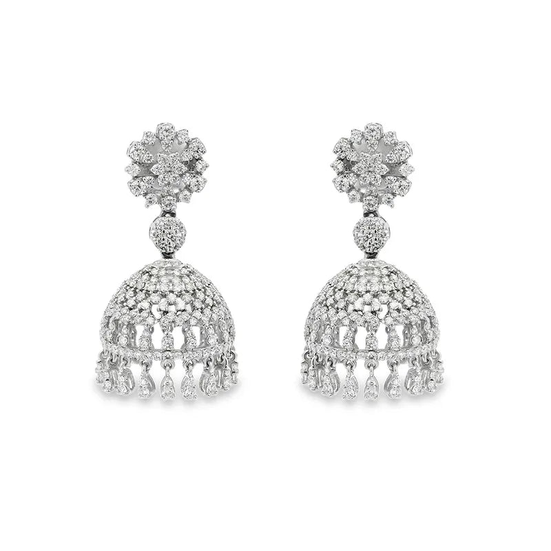 Elegant White Gold Chandelier Earrings