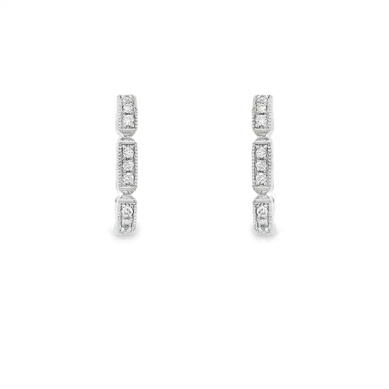 18K White Gold Diamond Huggies Earrings