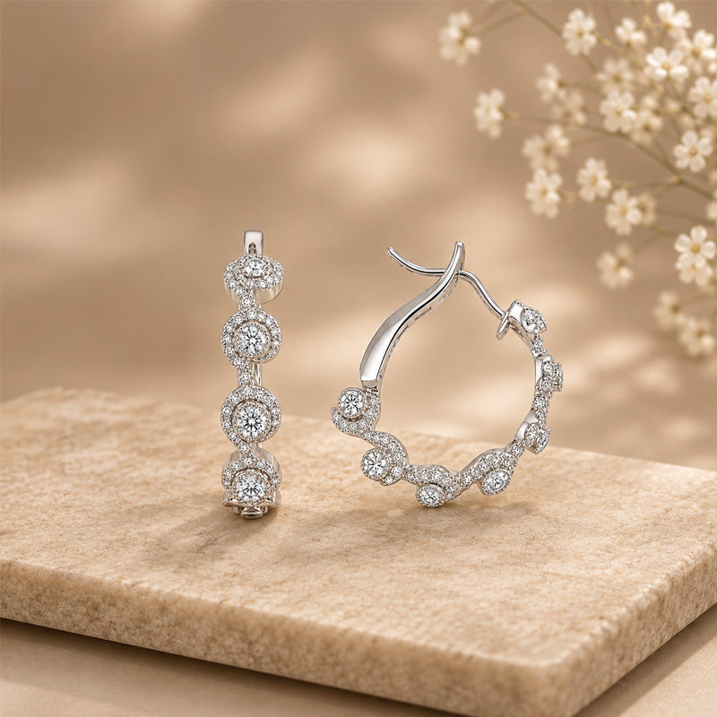 Spiral Diamond Hoop Earrings