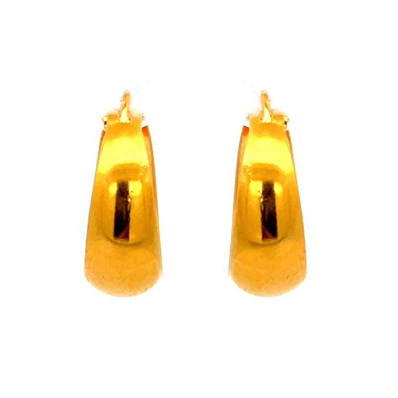 Elegant 22K Gold Hoop Earrings with a 15 mm Diameter for Everyday Wear