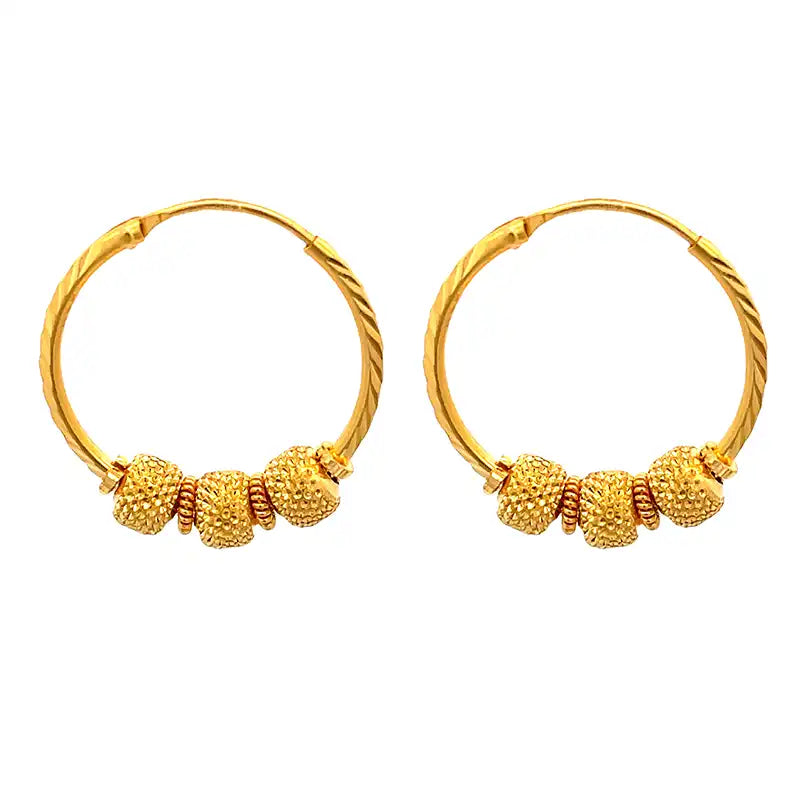 22K Yellow Gold Hoop Earrings