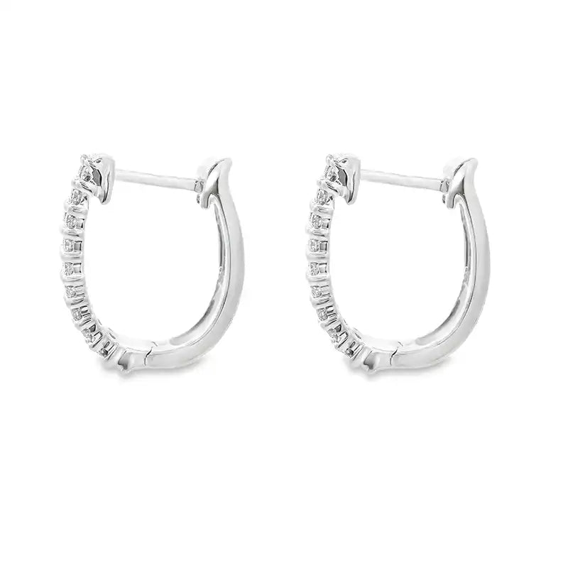 Gold Diamond Huggie Earrings - 0.60 inch
