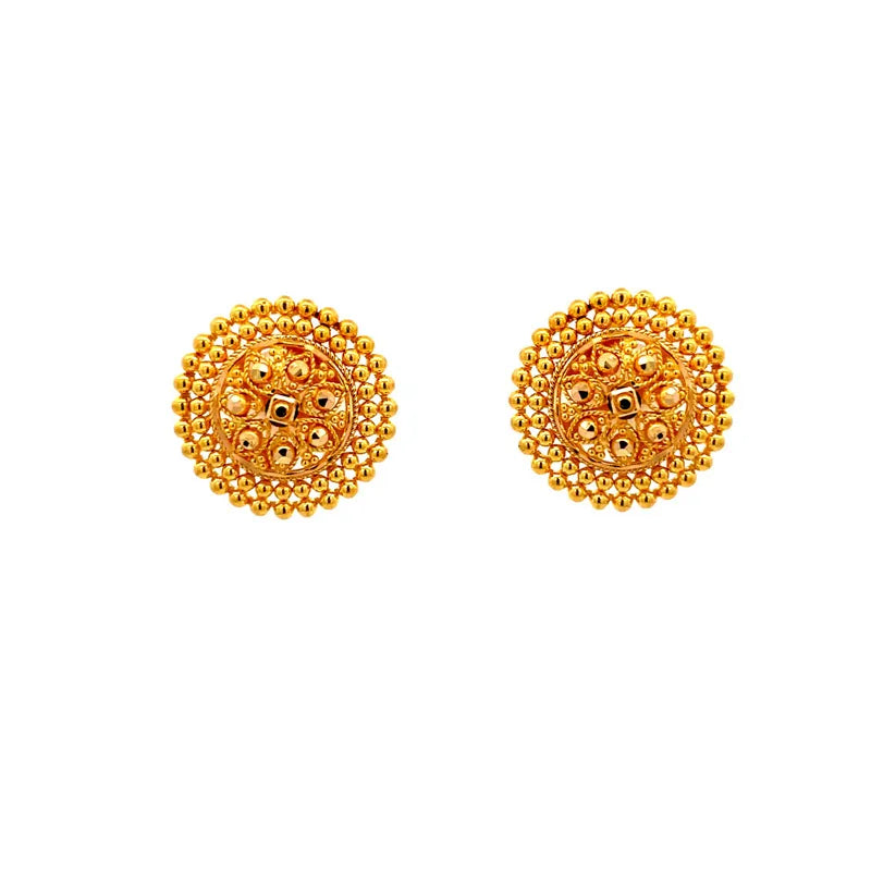 Elegant 22K yellow gold stud earrings for everyday wear and special occasions
