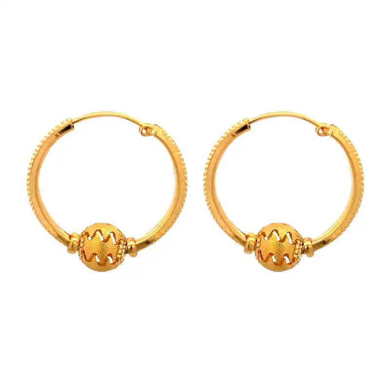 22K Yellow Gold Hoop Earrings