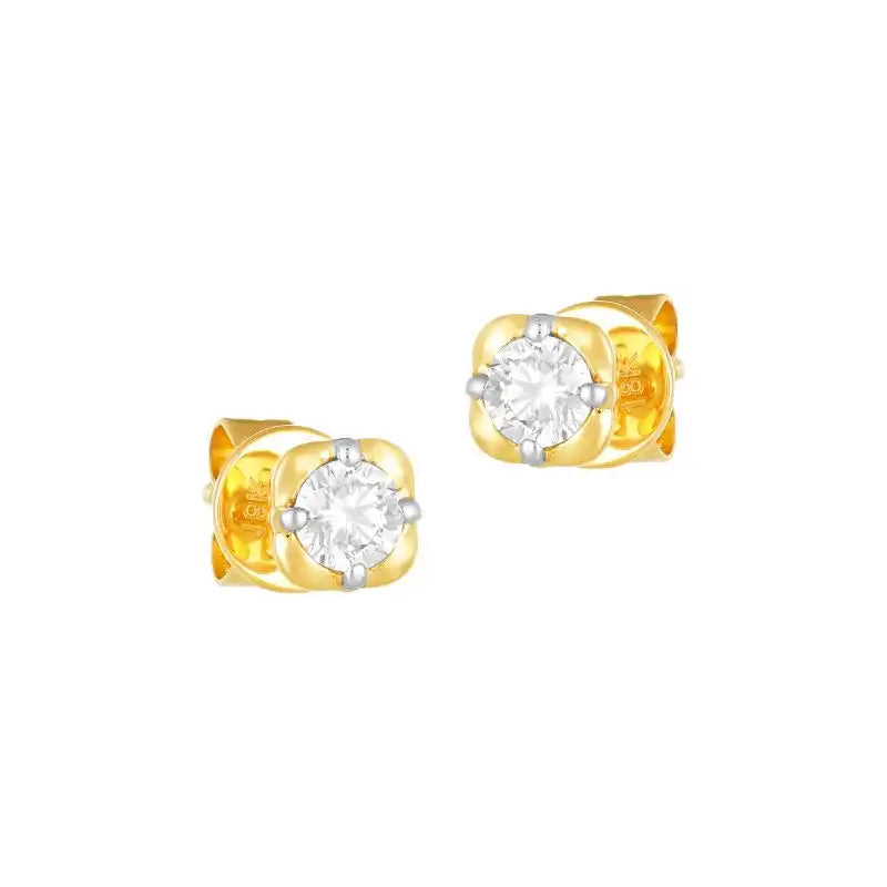18K Yellow Gold Diamond Simple Cushion Stud Earrings