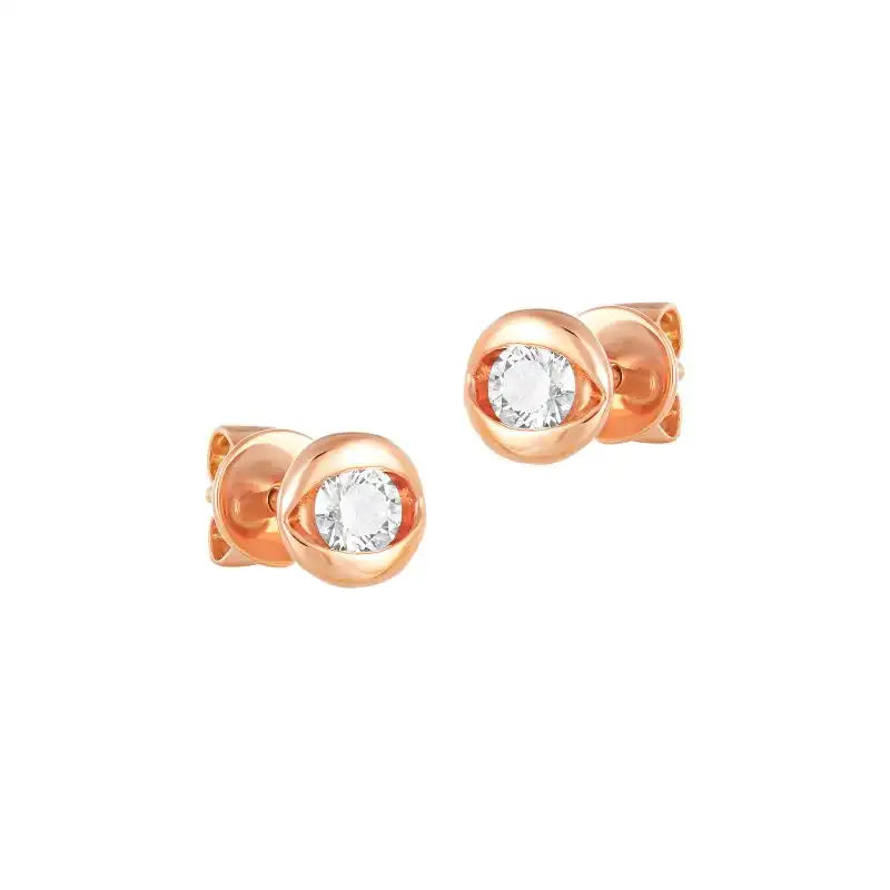 18K Rose Gold Diamond Simple Stud Earrings