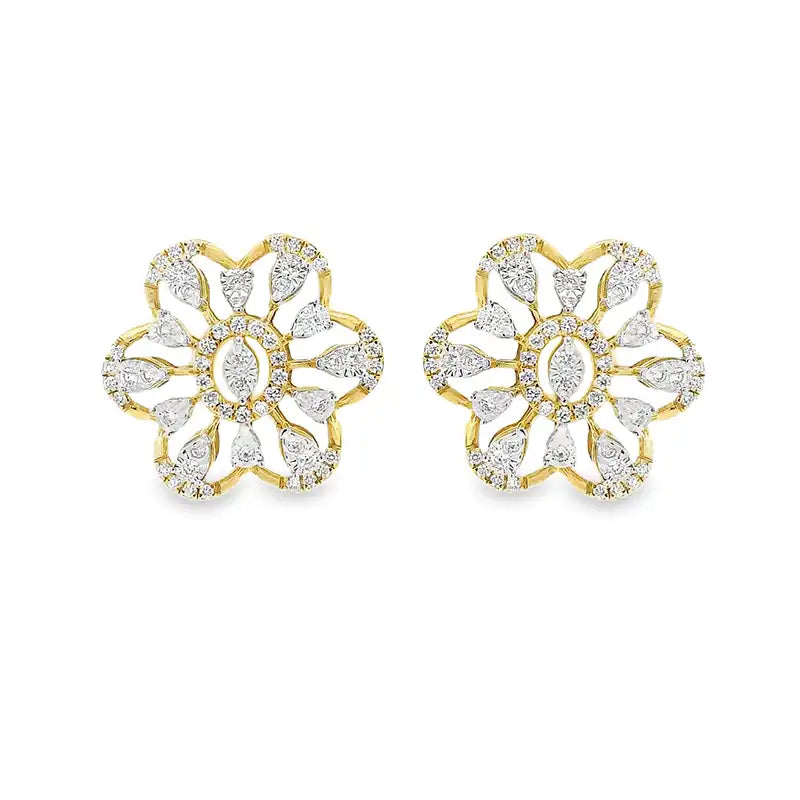 Yellow Gold Diamond Stud Earrings