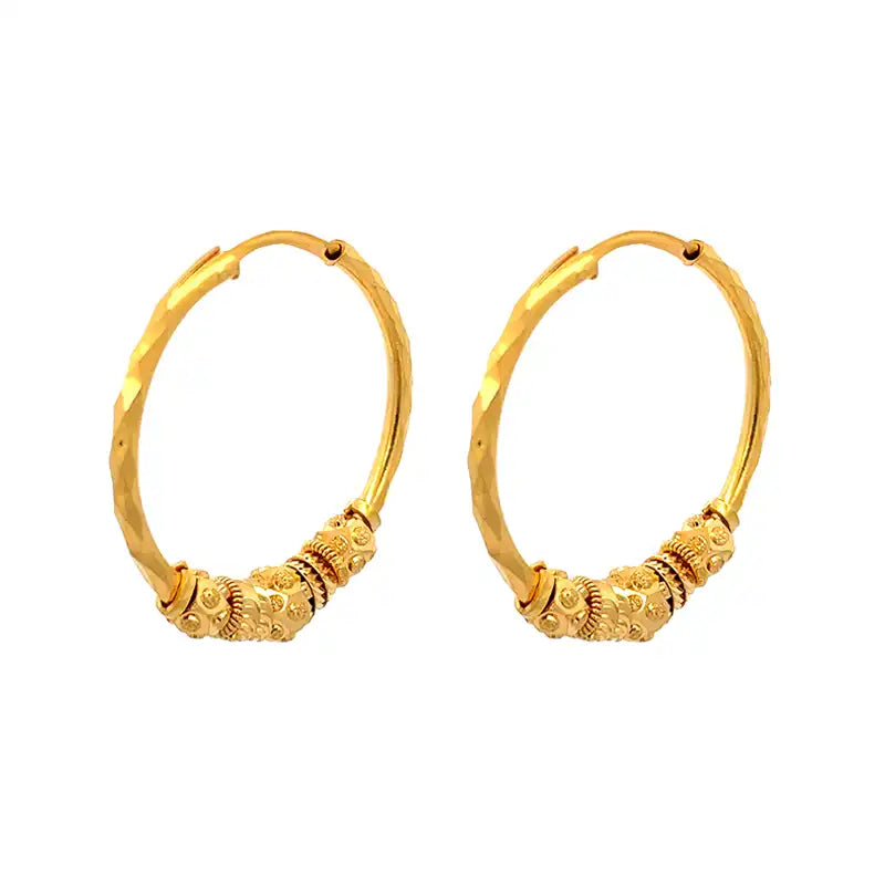 22K Gold Hoop Earrings - 30 mm