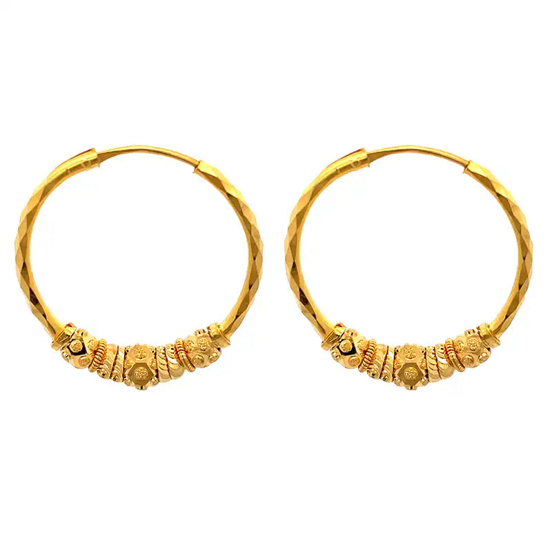 22K Gold Hoop Earrings - 30 mm