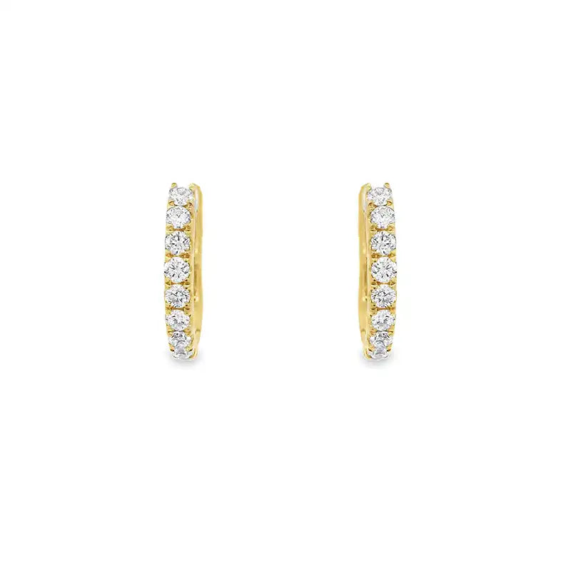 18K Yellow  Gold Diamond Huggies Earrings