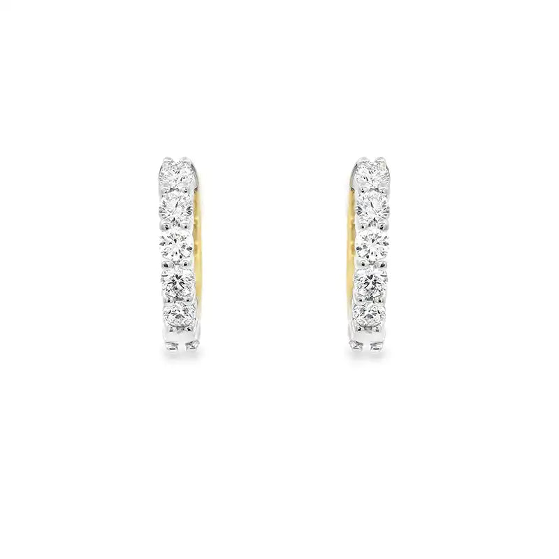 18K Yellow  Gold Diamond Huggies Earrings