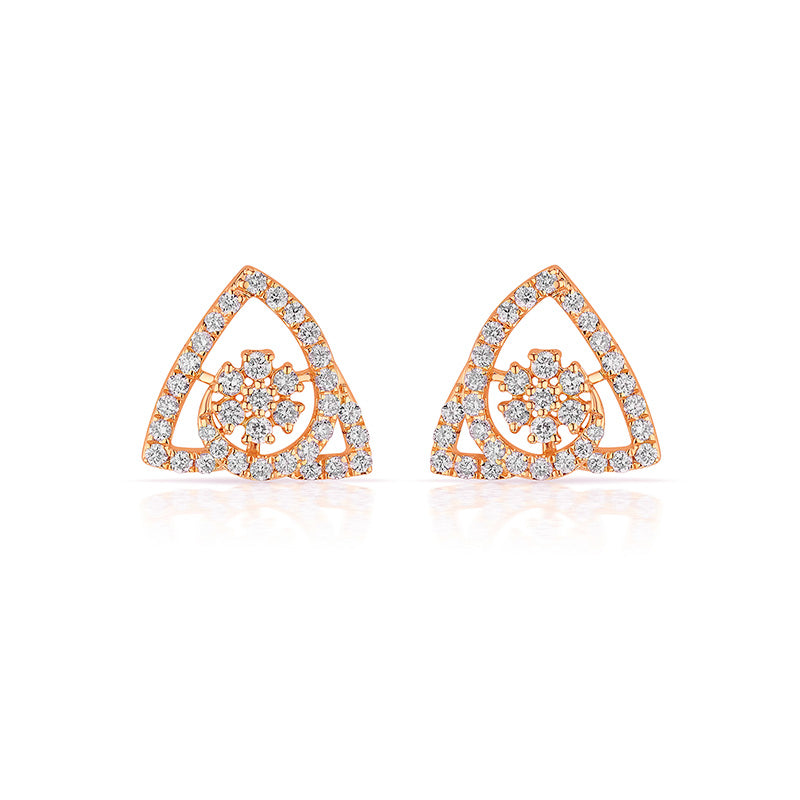 Floral Triangle Diamond Ear studs