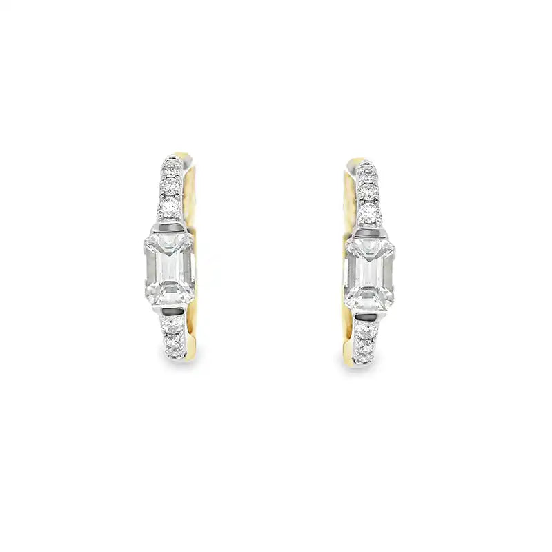 18K Yellow  Gold Diamond Huggies Earrings