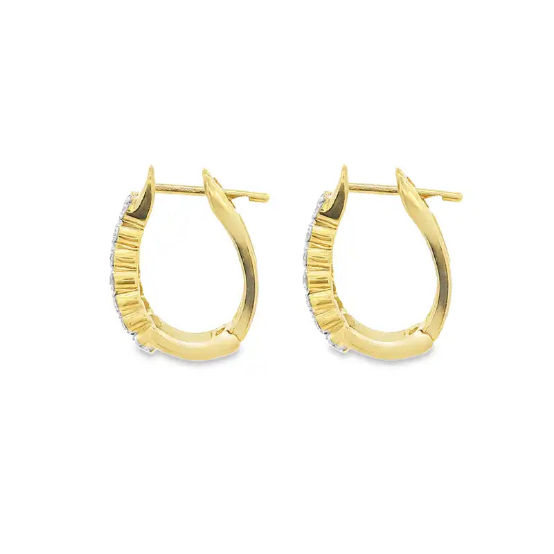 18K Gold Diamond Earrings - 0.60 inch