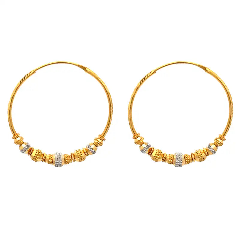 22K Two tone Gold Hoop Earrings
