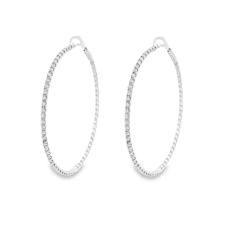 18K Gold Diamond Hoop Earrings