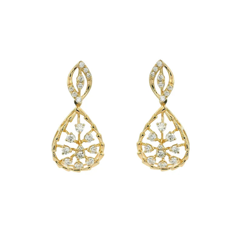 Elegant Gold Diamond Teardrop Earrings