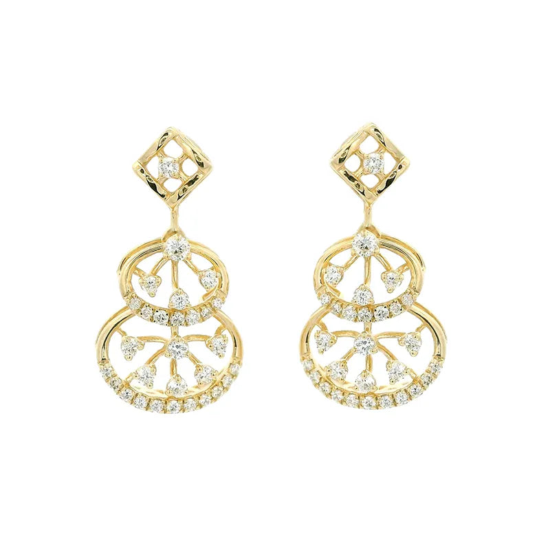 Elegant Gold Hanging Earrings with Diamonds