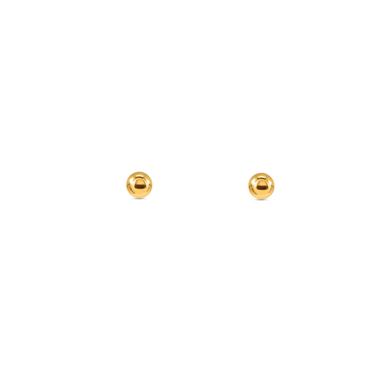 Small Classic Round 22K Gold Stud Earrings - 0.15 inch