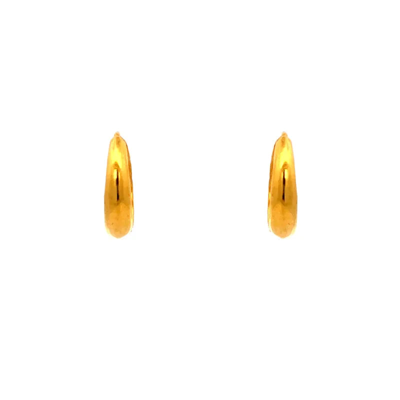 Beautiful 15 mm 22K gold hoop earrings for women a classic and elegant everyday accessory