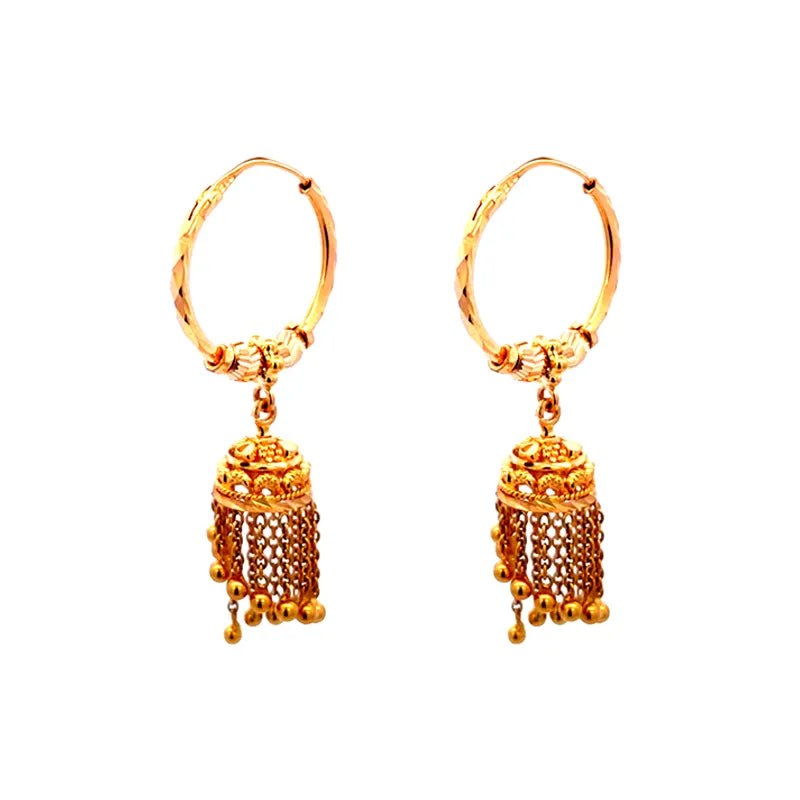 22K Gold Hoop Earrings with Jhumka