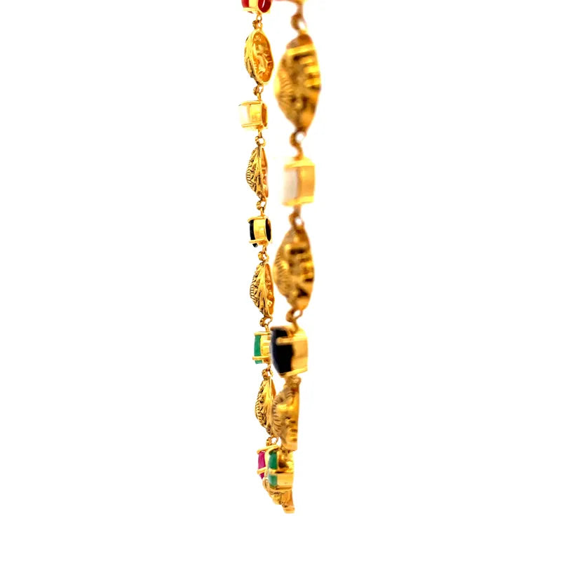 Traditional Elegance - Gold Gemstone Necklace