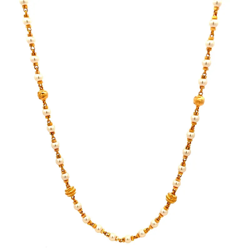Beautiful 22K Yellow Gold Fancy Chain Necklace for Everyday Elegance