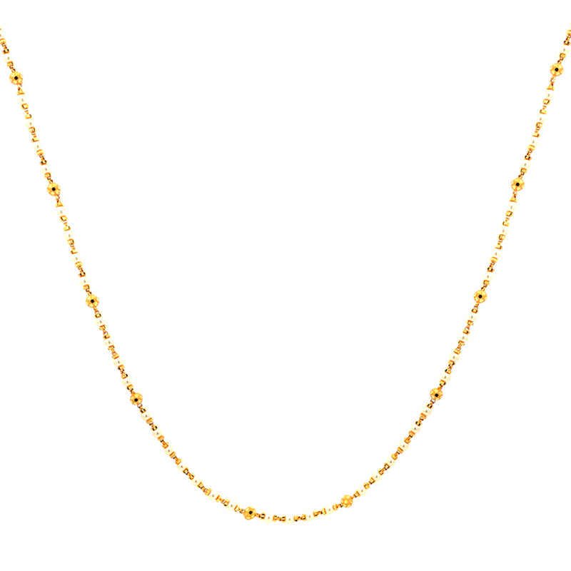 Tricolor Gold Beaded Necklace - 25 inch