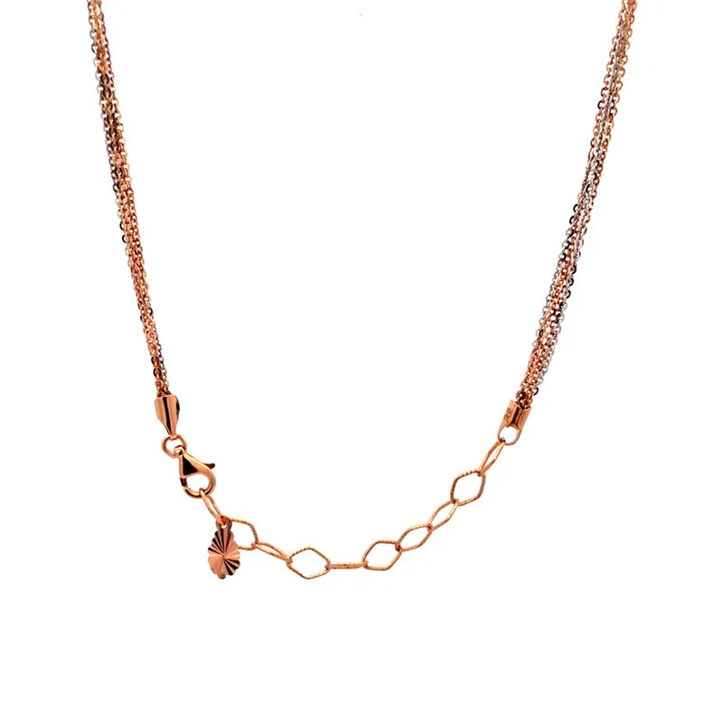 Two-Tone Rose Gold Multi-Strand Beaded Necklace