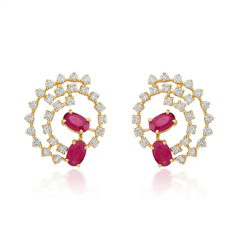 Eye-catching, Vibrant Gemstone studded Diamond Pendant Set