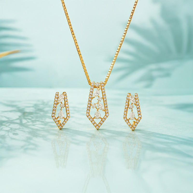 Contemporary Diamond Pendant Set