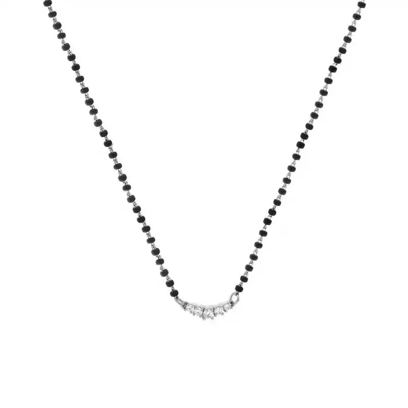 Elegant 18K White Gold Diamond Mangalsutra Necklace for Timeless Appeal