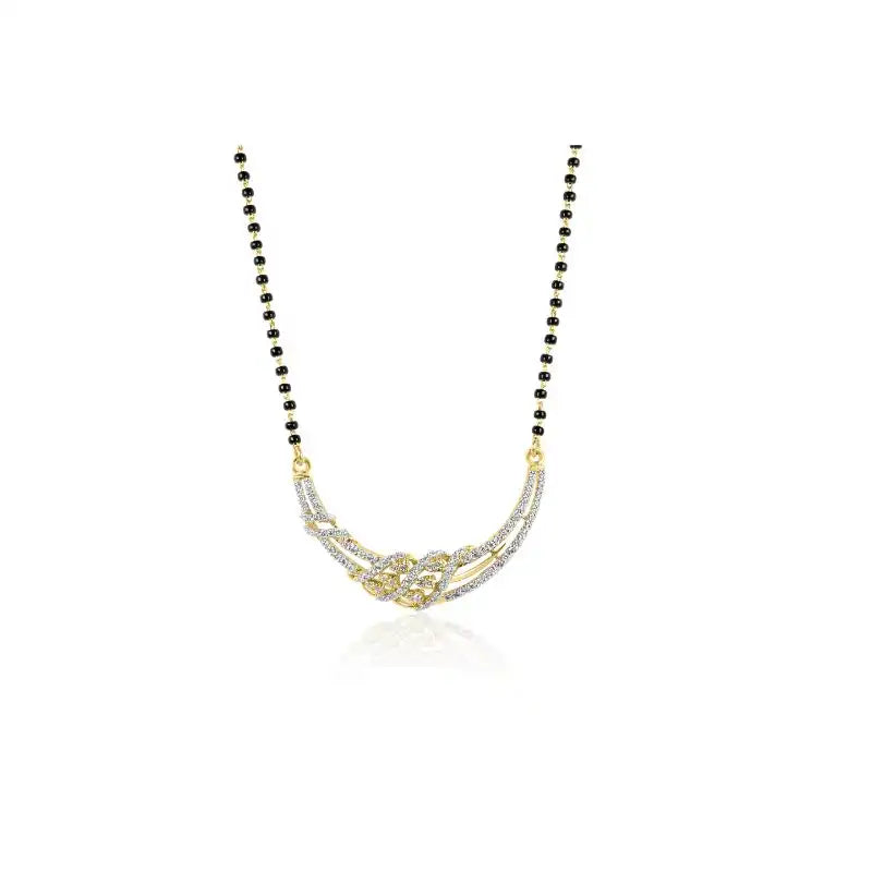 Elegant 18K Two Tone Gold Diamond Mangalsutra Necklace Set for Women