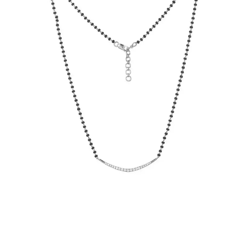 Minimalist 18K White Gold Diamond Mangalsutra Necklace for Women with Timeless Appeal