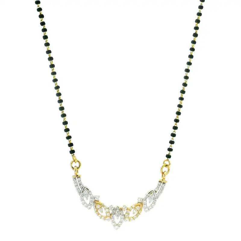 Leafy Gold Diamond Necklace and matching Earrings Set for Everyday Sparkle