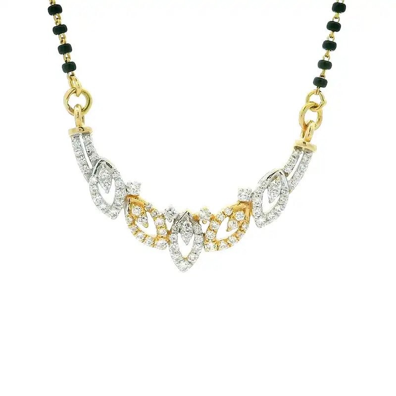 Leafy Gold Diamond Necklace and matching Earrings Set for Everyday Sparkle