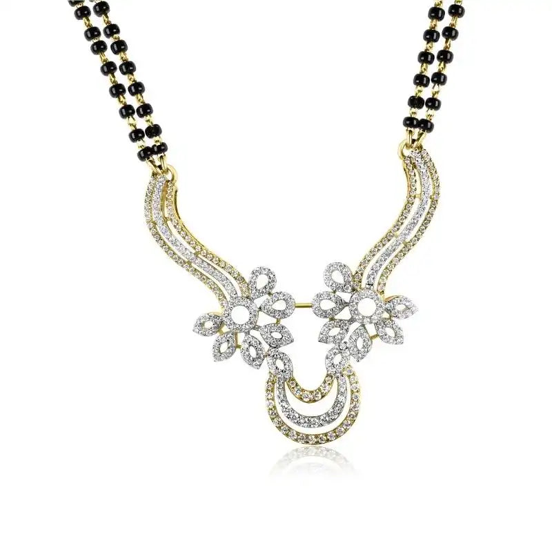 Elegant 18K Gold Diamond Mangalsutra with matching earrings for Women