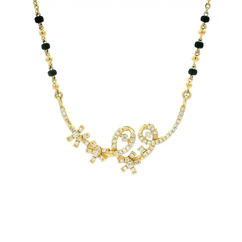 Floral veil Mangalsutra Necklace in 18k Gold and Diamonds for Timeless Appeal