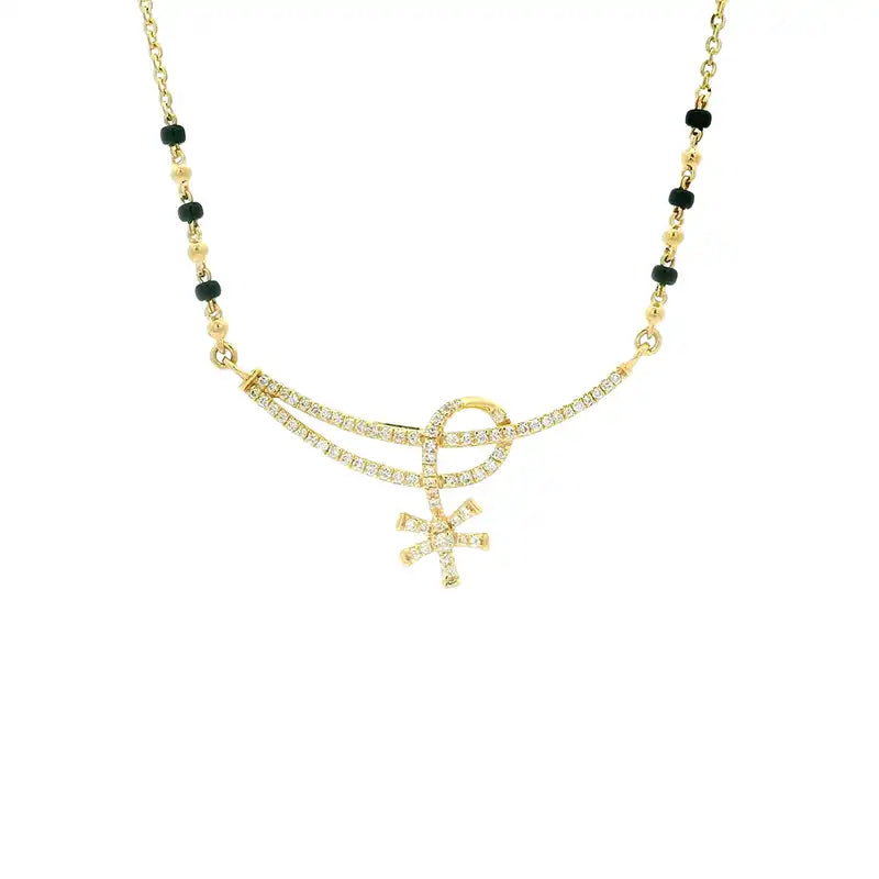 18K Yellow Gold Diamond Mangalsutra Necklace for Elegant Everyday Wear