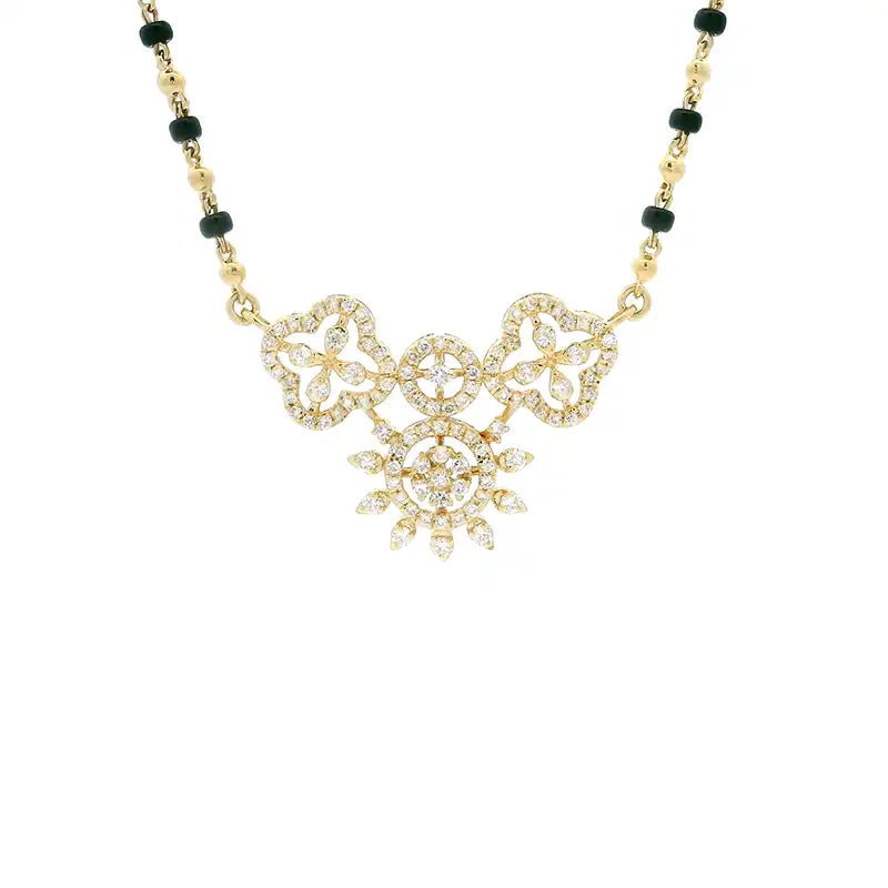 Floral 18K Yellow Gold Diamond Necklace for Everyday Sophistication and Special Occasions