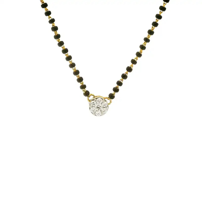 Simple Daily Wear Mangalsutra Necklace in 18K Yellow Gold and Diamonds