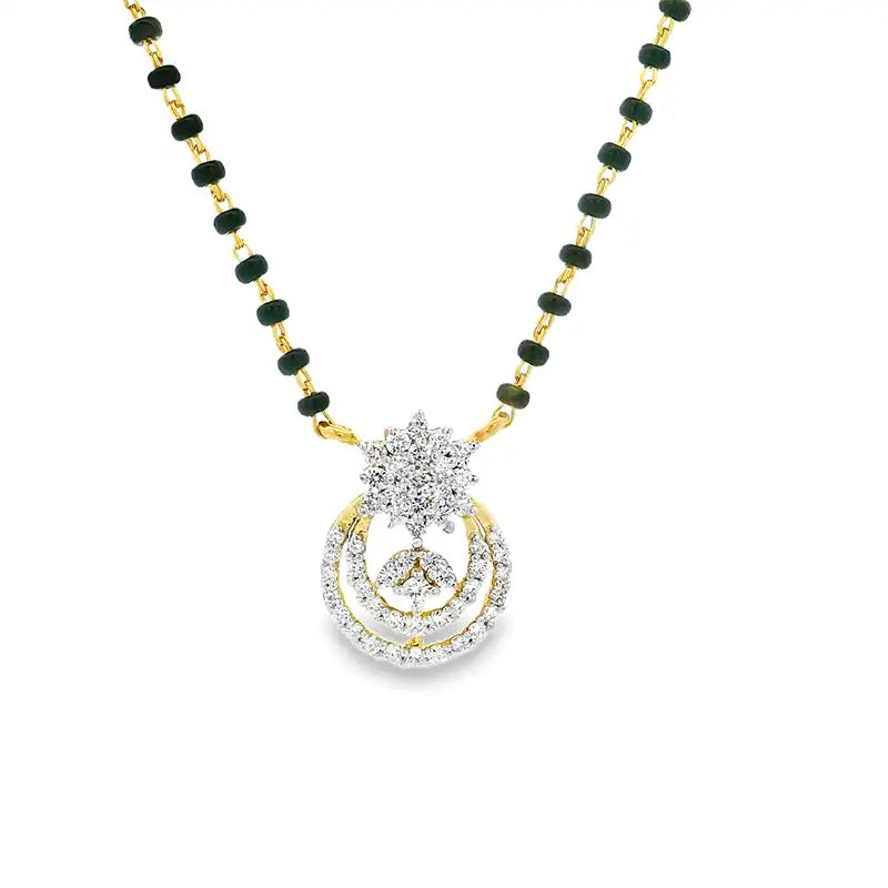 Elegant 18K yellow Gold Diamond Managalsutra Necklace for a touch of Sparkle