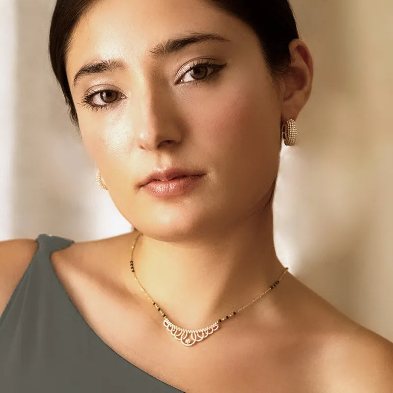 Elegant 18K Yellow Gold Diamond Mangalsutra Necklace for Timeless Appeal